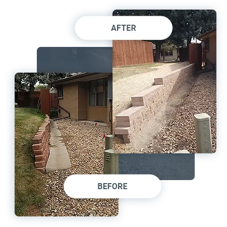 Retaining Wall Before and After Construction